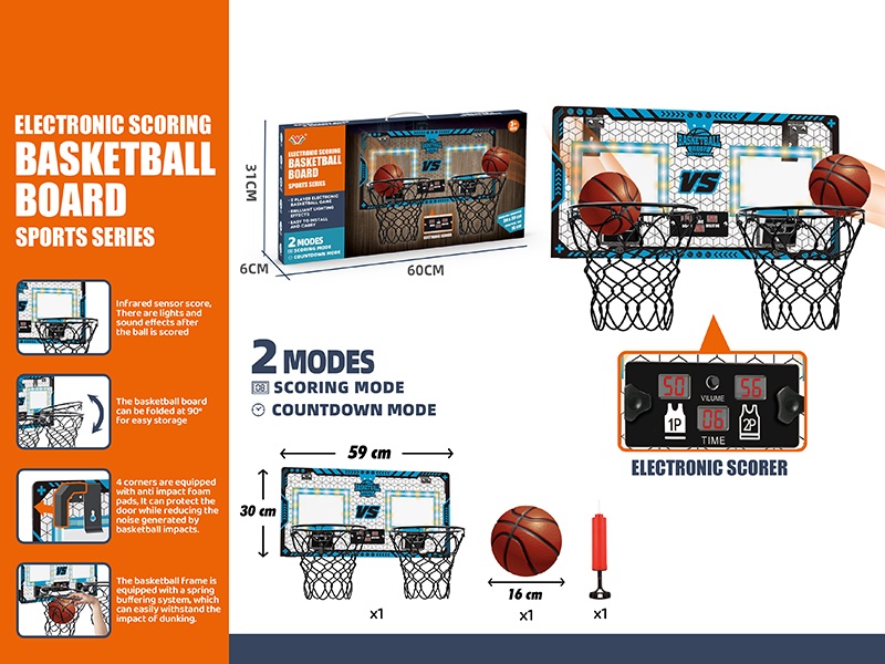 2-Player Electrnic Scoring Basketball Board With Lights