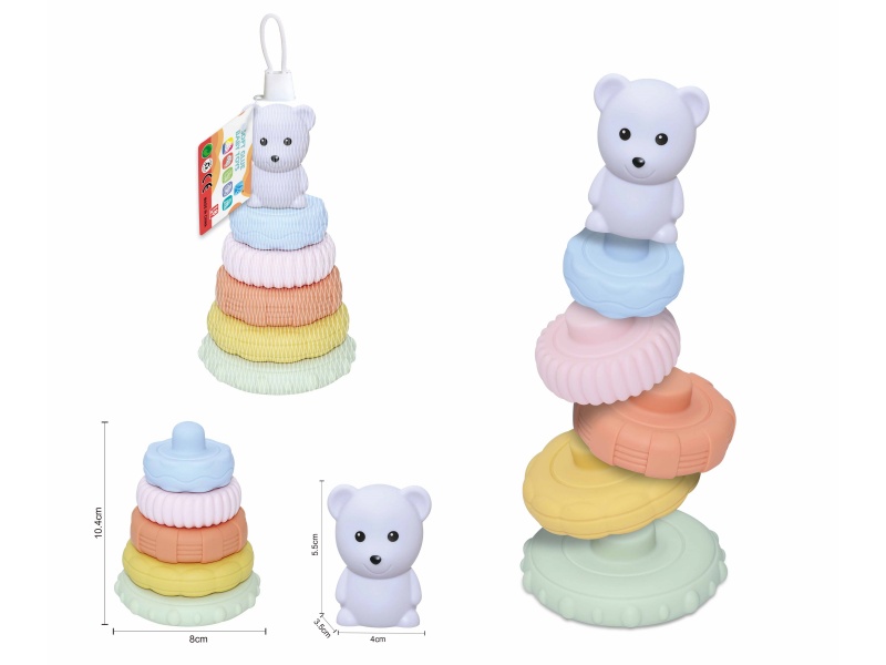 Soft Plastic Animal Stacking Toy(Polar Bear) 6pcs