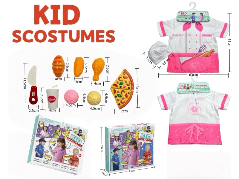 Diy Clothing Role-Playing Chef'S Uniform + 9-Piece Set (Thickened) (Color Box Style) Pink