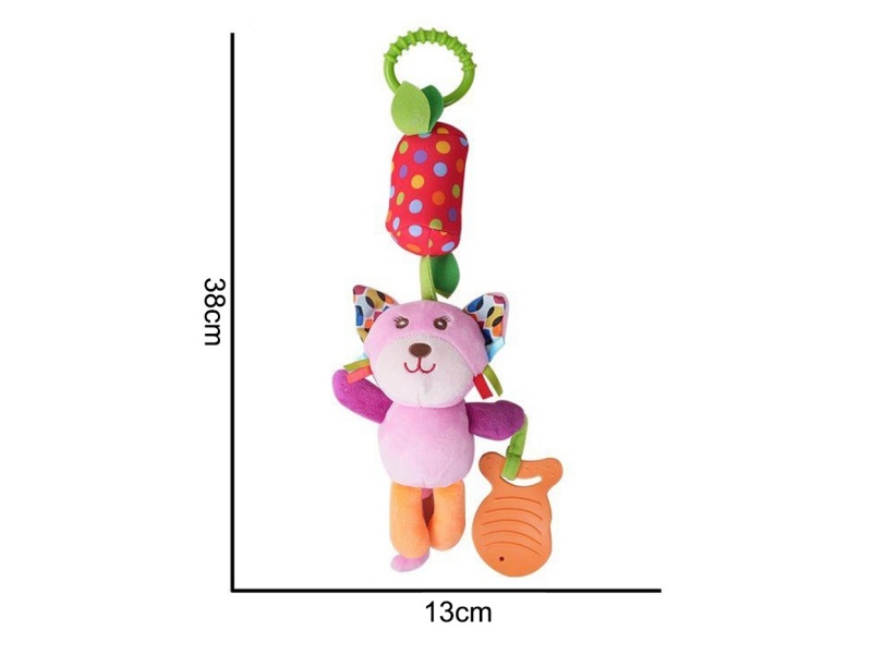 Plush Wind Chime, Purple Fox Pendant, Baby Soothing Plush Animal Toy