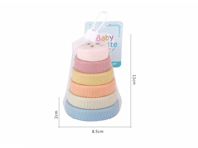Straw Material Soft Plastic Stacking Ring Toys 6pcs