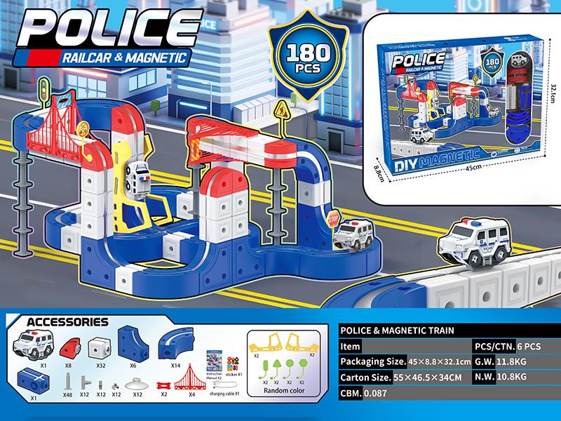 DIY 3D Magnetic Track Car(Car Without Light)180PCS