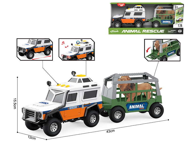 1:16 Friction Animal Transport Vehicle(Sound & Lights)