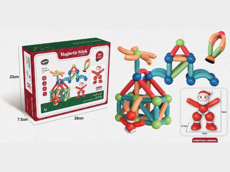 68Pcs Strong Magnetic Christmas Edition Magnetic Rods