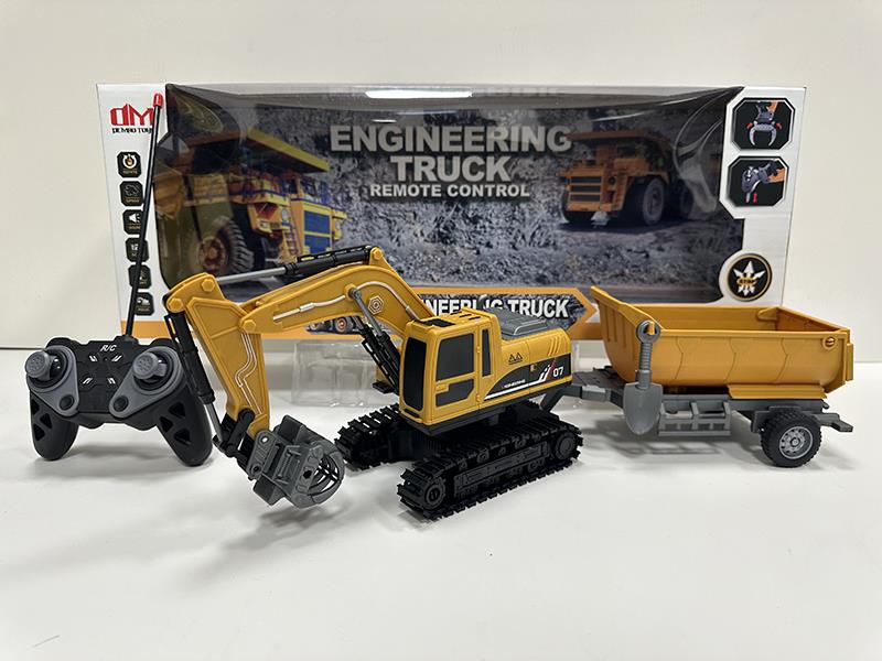 1:22 2.4G 6CH R/C Plastic Crawler-Type Engineering Truck With Lights, Tipping Trailer (Included  Batteries)
