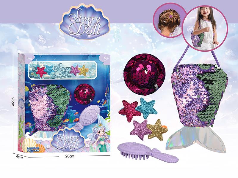 Mermaid Bag With Hair Clip, Hat, Comb