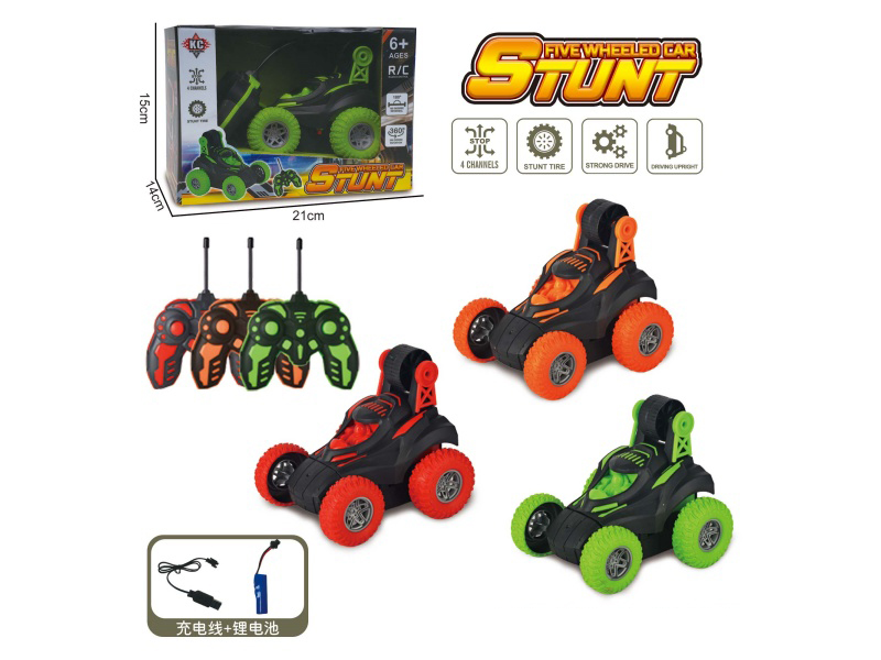 Remote Control Stunt Dump Truck Lighting And Music (Mixed Red, Green And Orange Colors)
