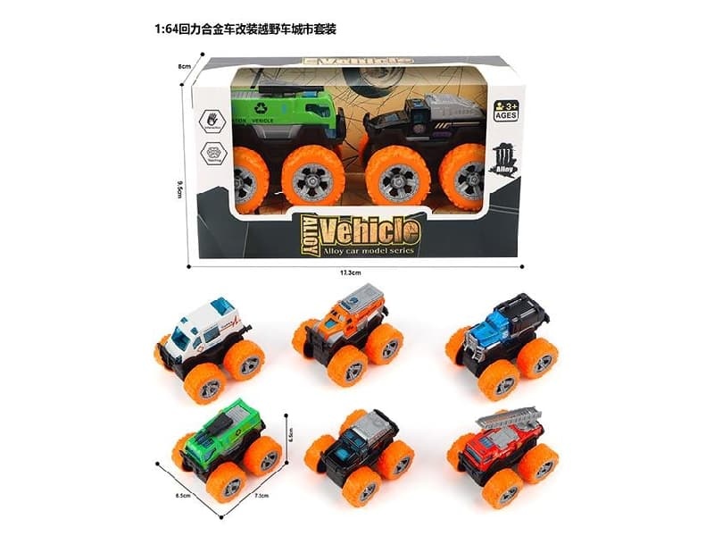 1:64 Pull Back Alloy Refit Off-Road Vehicle City Set