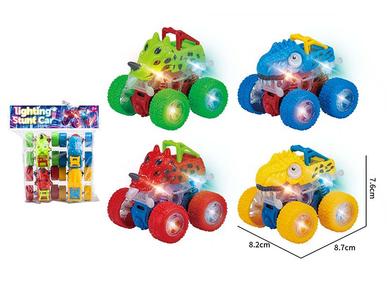 Dual Friction Stunt Dinosaur Off-Road Vehicle With Lights 4pcs