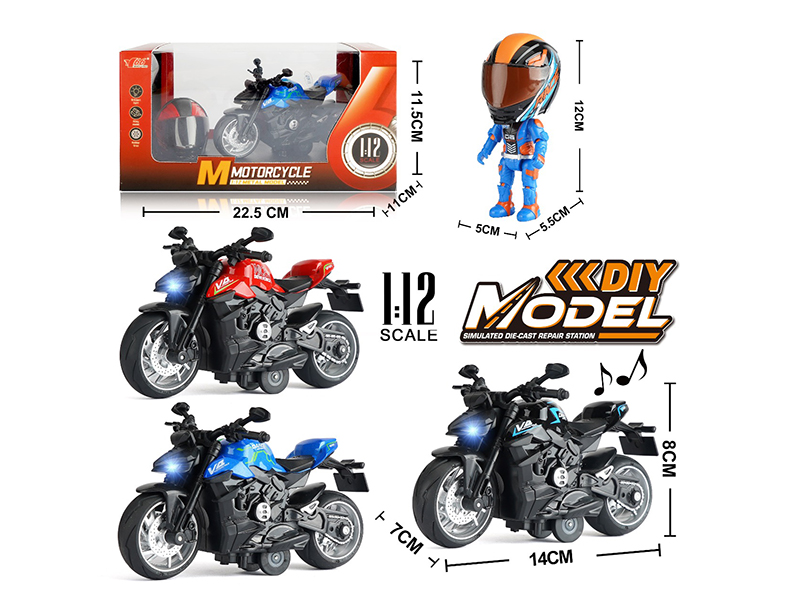 1:12 Pull Back Alloy Ducati Motorcycle With Light And Music(With Helmet)