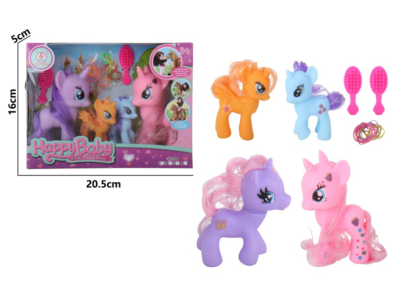 Full-Body Rubber Unicorn Set Of 4 Pieces