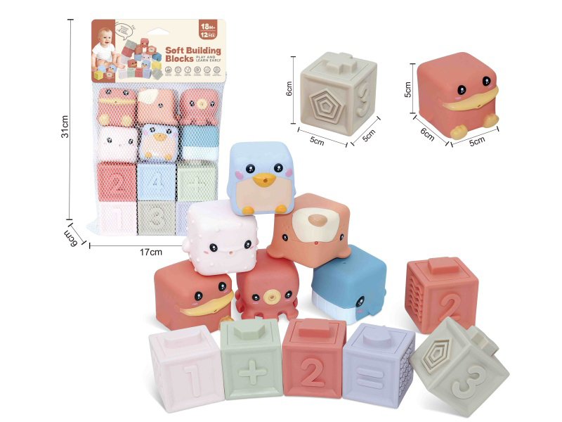 Animal & Numbers Soft Building Blocks 12PCS