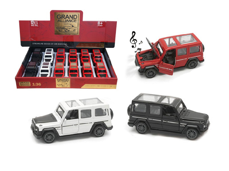 1; 36 Resilience Alloy - Mercedes-Benz G63 (12 Pieces/Display Box) With Lights And Music (3-Color Mixed Package)