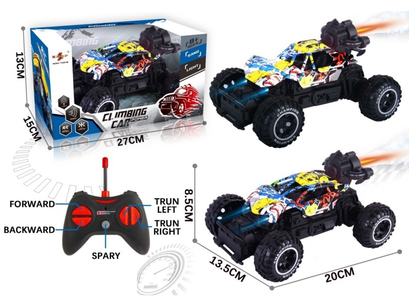 Two types of remote-controlled spray small climbing vehicles are mixed (graffiti) with 27 frequencies, five channels and no power included