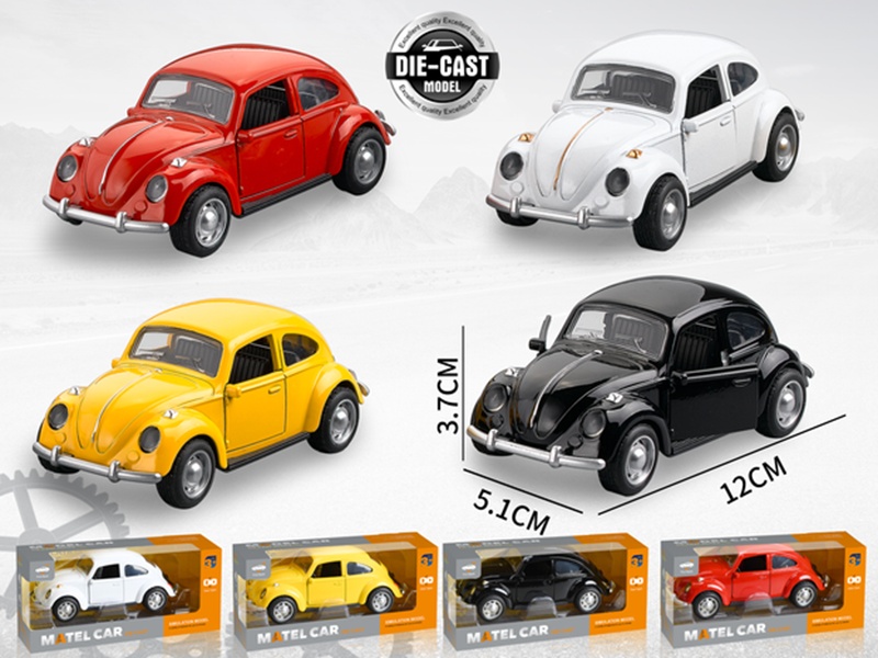 1:36 Volkswagen Beetle Pull Back Alloy Car(3 Doors Can Open)