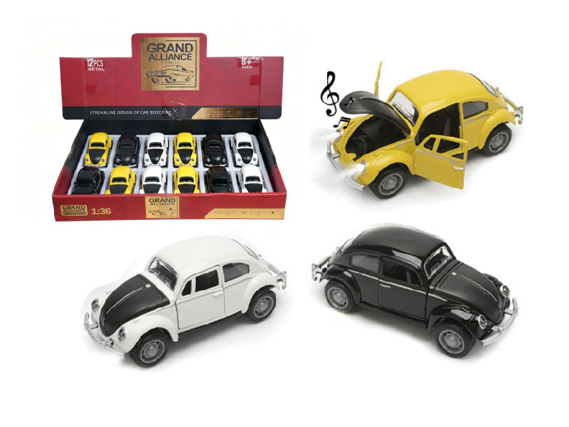 1:36 Resilience Alloy - Beetle (12 Pieces/Display Box) With Lights And Music (3-Color Mixed Set)