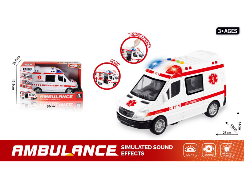 1:16 Sound And Light Inertial Doable Ambulance (Battery Not Included :3*Aaa)
