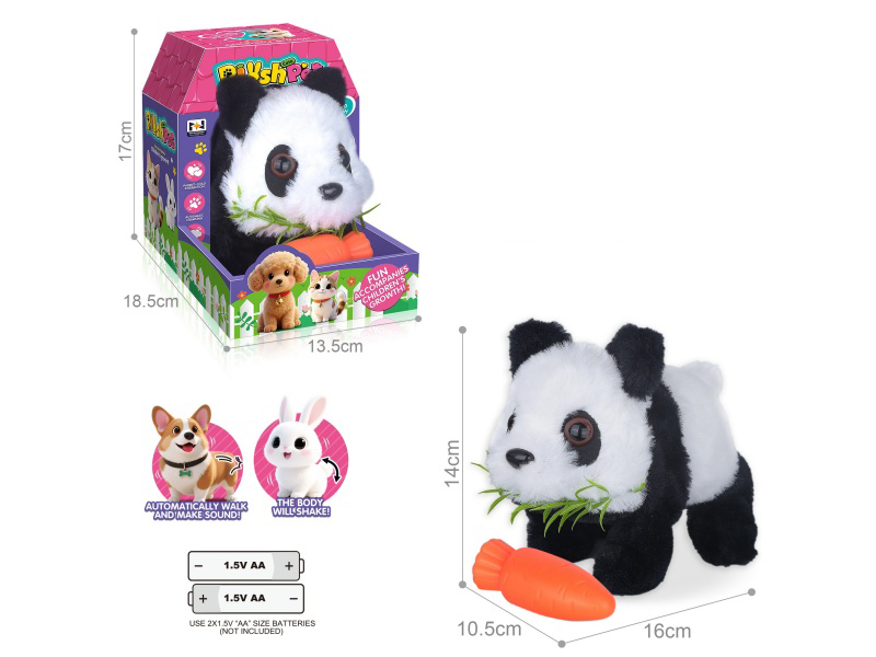 B/O Simulated Plush Pet Panda + Carrot